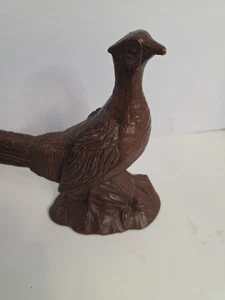 Vintage Fasan Figur Handarbeit rote Mühle MFG Pekannuss Muscheln Resin USA - Bild 1 von 13