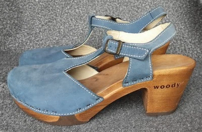 WOODY Holzschuh. Blaue Clogs. Gr. 41. Biegsame Holzsohle - Bild 1 von 4