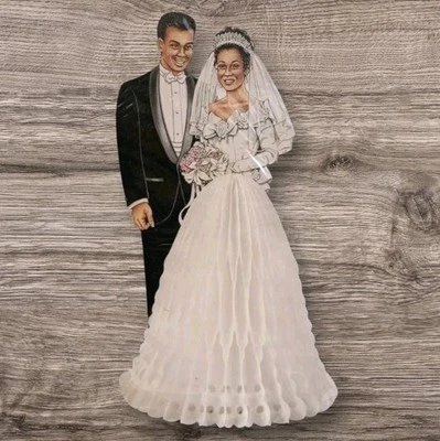 Centro de mesa de boda afroamericana años 90 novia y novio panal Beistle de colección Nuevo de Lote Antiguo Foto 1 de 4