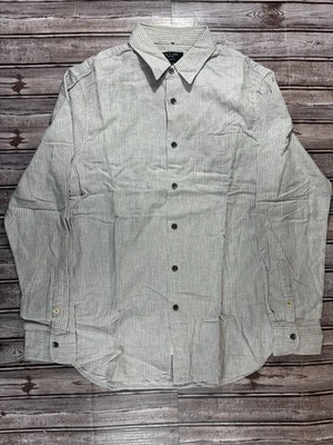 RAG & BONE striped classic fit beach Shirt size M color Grey Ivory NWOT - Image 1 of 4