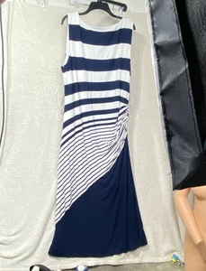 SOFT SURROUNDINGS SZ XXL VELLA INFINITY MAXI DRESS SLIMMING Navy & White Beach - Picture 1 of 6