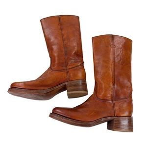 Botas Campus Vintage FRYE Años 70 Etiqueta Negra Para Hombre Talla 12 D Cuero Naranja 2556 - Imagen 1 de 16