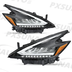 LED Black Headlights For Nissan Murano 2019 2020 2021 Driver & Passenger Pair - Picture 1 of 9