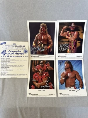 Juego de fotos a color autografiadas de la WWF 1990 5 (4) - TitanSports vintage raro Foto 1 de 4