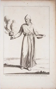 1722 WEISSE GEWOHNHEIT DES HOHENPRIESTERS TAG DER FEIERLICHEN VERSÖHNUNG JOM KIPPUR 15x10 P414 - Bild 1 von 2
