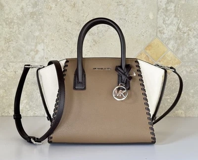 Michael Kors Avril Small Satchel Shoulder Crossbody Bag Braided Driftwood Multi - Image 1 of 4