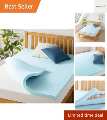 Colchón de espuma viscoelástica ventilado de 1,5 pulgadas, infusión de gel de enfriamiento, CertiP... Foto 1 de 4