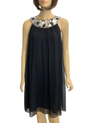 Vestido Vaina Maggy London Cuello Lentejuelas Sin Mangas 100% Seda Talla-12 Foto 1 de 4