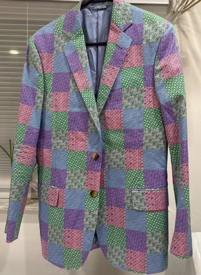 Vineyard Vines Blazer Men's 38r Patchwork  Cotton Two Button Kentucky Derby - Image 1 of 4