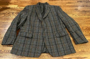 Stafford Harris blazer tweed uomo 48 reg grigio plaid cappotto sportivo vintage - Foto 1 di 13