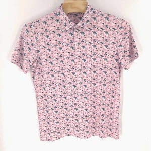 Polo de golf Mizzen Main extra grande rosa rendimiento floral elástico para hombre - Imagen 1 de 7