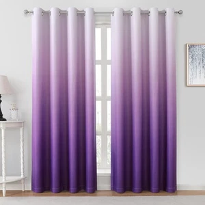 HOMEIDEAS Purple Ombre Blackout Curtains 52 X 84 Inch Length Gradient Room - Picture 1 of 9
