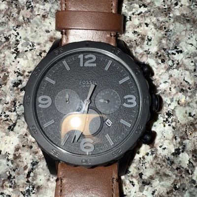 Fossil JR1354 Men's  Stainless Steel Quartz Brown Leather Chronograph Watch - Image 1 of 4