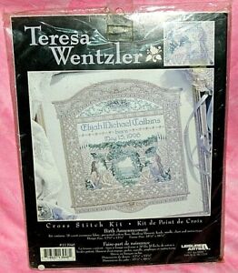 New Teresa Wentzler Baby Birth Announcement Counted Cross Stitch Kit Angels