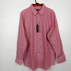 Galaxy by Harvic Shirt Men's XL Slim Fit Red White Check Long sleeve Casual Work - Picture 1 of 12