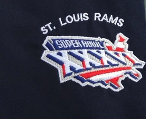 Damas Cutter & Buck Super Bowl XXXVI Pullover Rompevientos Chaqueta Azul 2002 Grande - Imagen 1 de 6