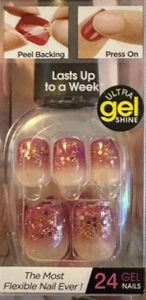 Impress Gel Manicure Press on Nails Rose Glitter tips - Picture 1 of 2