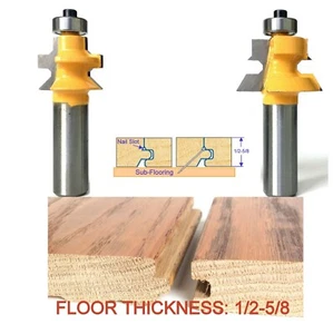 2 pc 1/2" shank Wood 1/2"-5/8" Floor with Nail Slot Router Bit Set S - Picture 1 of 12