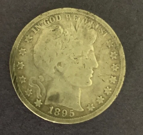 1895 Circulated Barber Half Dollar 50c Coin - Ships Free Cover