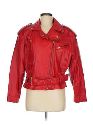 Chaqueta De Colección Wilson’s Cuero Rojo Moto Motociclista Cremallera Mujer’s M Foto 1 de 4