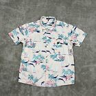 Bad Birdie Men XL Shirt Marino Button Up Tropical Floral Dolphins Hawaiian Golf