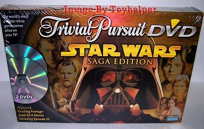 Trivial Pursuit DVD Star Wars Saga Edition Board Game 2 DVD's NIB Sealed 2005 - Изображение 1 из 4