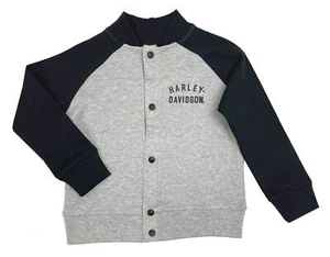 Harley-Davidson Little Boys' Bar & Shield Toddler Varsity Knit Jacket - Gray - Picture 1 of 2