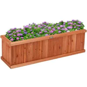 Large 40 in. Brown Fir Wood Planter Box - Picture 1 of 6
