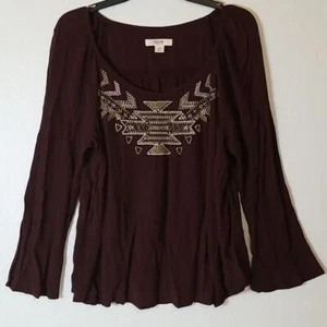 Mossimo Southwestern Rayon Burgundy Blouse - Picture 1 of 6