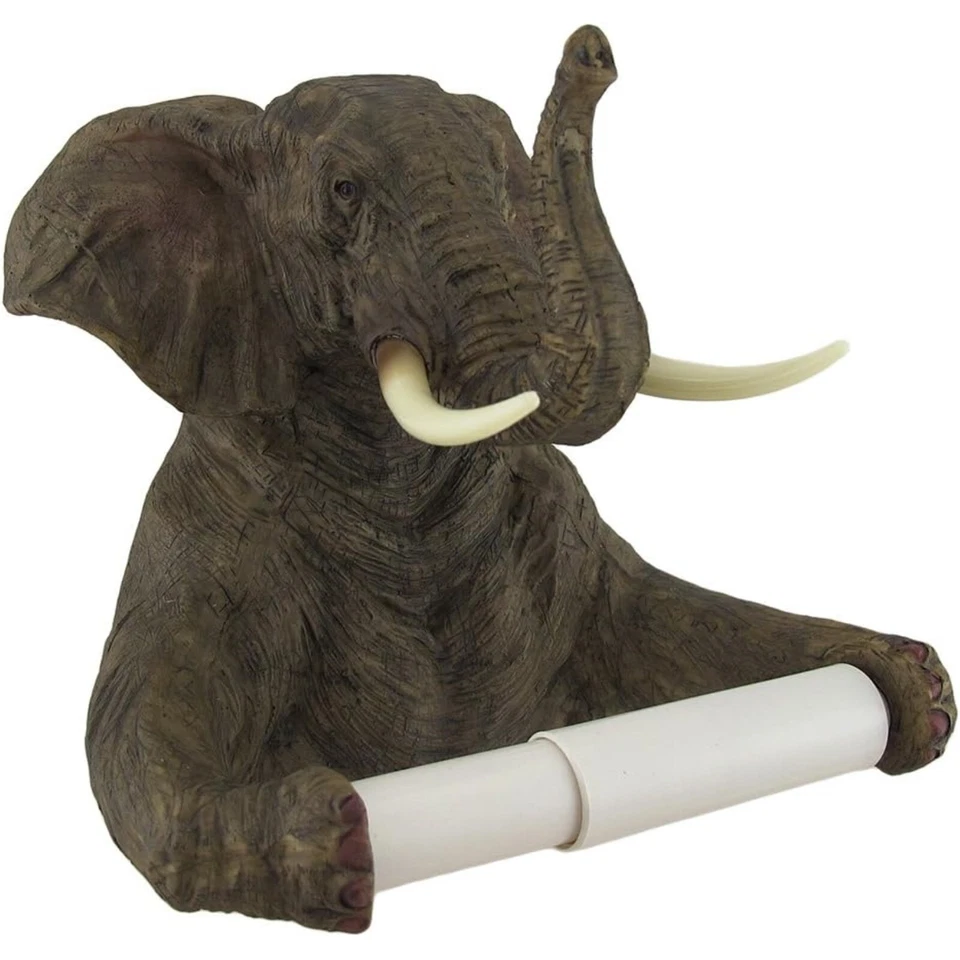 Zeckos Trunk up Elephant Bath Tissue Holder