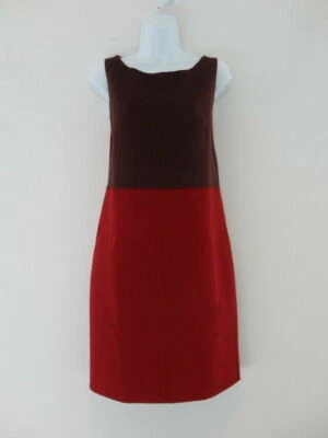 Nuevo Vestido Vaina Reversible AKRIS Borgoña Rojo Morera Seda Bloque de Color 8 Foto 1 de 4