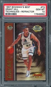 ✺PSA 10✺ 1997 BOWMAN'S BEST TECHNIQUES REFRACTOR Graded Card GRANT HILL - POP 6 - Foto 1 di 3