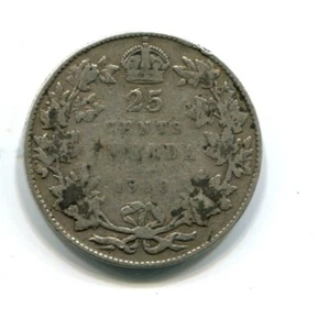 1913 Canada Silver 25 Cent Coin (#1560) - Imagen 1 de 2