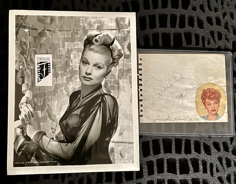 LUCILLE BALL Signed 1945 vintage album page, + 1947 Photo , Stickel & ACA (LOA) Cover