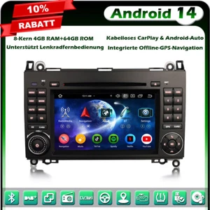 Android 14 Autoradio GPS CD Mercedes A/B Klasse W169 W245 Sprinter Viano Crafter - Bild 1 von 24