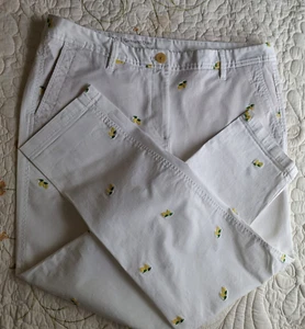 Talbots Relaxed Chino Ankle Hose / WEISS mit bestickten Zitronen / Stretch Gr. 10 - Bild 1 von 8