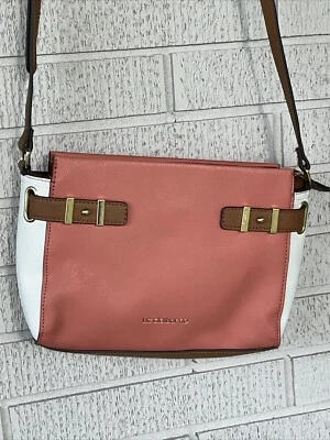 Bandolera Liz Claiborne Salmón Cuero Marrón Blanco. Vintage Foto 1 de 4
