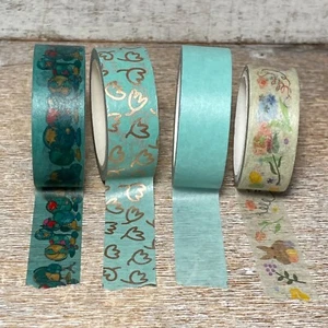 Lot of 4 Assorted Washi Tapes: Global, Rose Gold Roses, Easter Bunnies, Solid - Picture 1 of 13