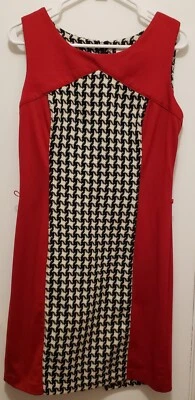 Vestido sin mangas ECI NY rojo, negro, blanco pata de gallo, para mujer talla 10 Foto 1 de 3