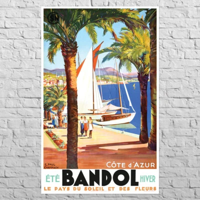 Poster Bandol 1930 | 21x34" Big size | French riviera | Hotel, house room decor - Image 1 of 4