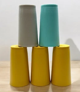 Lote de 5 vasos Tupperware vintage 12 oz #873 cosecha oro gris turquesa - Imagen 1 de 17
