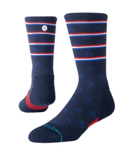 NWT Stance Performance Feel360 Socks - Navy with Print - Medium - Picture 1 of 4