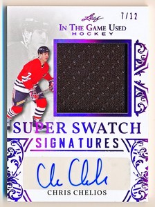2020-21 Leaf ITG Used Chris Chelios Super Swatch Purple Jersey Auto (7/12) JSY #