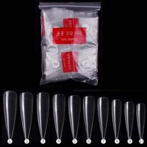 500 Pcs Long Stiletto Pointed False Nail Tips Half Nails Fake Tip Salon Manicure - Picture 1 of 13