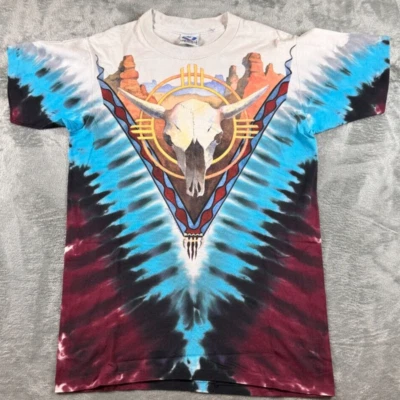Vintage 1992 Liquid Blue Tie Dye Shirt L Skull Eagle Snake Charles Campbell - Image 1 of 4