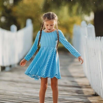 Vestido Omi Jo Well Dressed Wolf Empire Azul Rayas Talla 11/12 años Nuevo con Etiquetas Foto 1 de 4