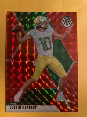 2021 Panini Justin Herbert Mosaic Draft Picks SP RED Mosaic PRIZM #52/99 NICE! - Image 1 of 3
