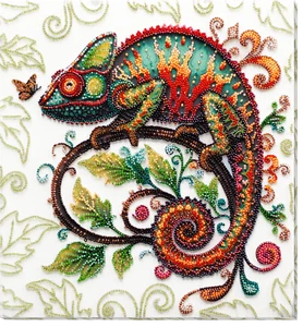 KIT BORDADO CUENTAS ARTE ABRIS MAESTRO DE LA REENCARNACIÓN CAMALEÓN, AB-936 - Imagen 1 de 8