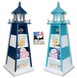 LIGHTHOUSE BOOKSHELF - Nautical Poly Book Case with Light - Picture 1 of 4