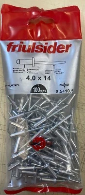 FRIULSIDER- BLISTER RIVETTI 4X14 Acciaio e Alluminio conf.100pz  - Immagine 1 di 2